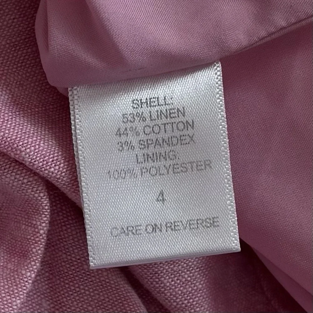 Y2K 7th Avenue Linen Blend Pink Hi Low Ruffle Trim Skirt Summer Event Feminine 4